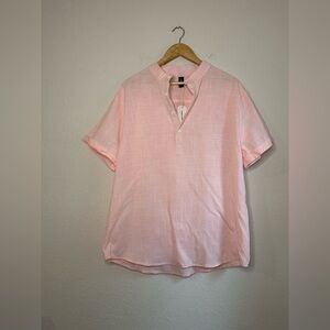 NWT Ouku Pink Cotton Linen Shirt Size XL
